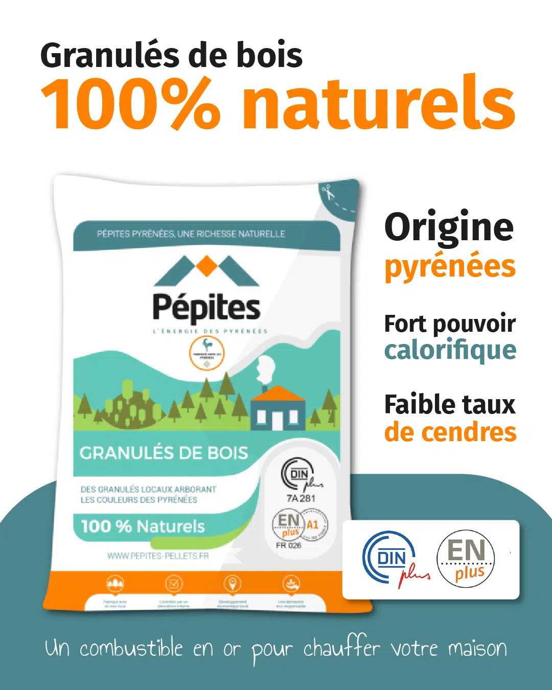 Granulés de bois Pépites fabriqués dans les Pyrénées